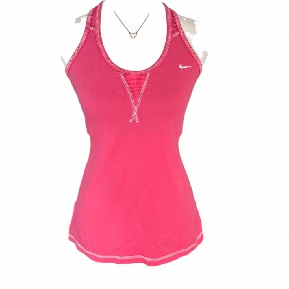 Pink Y2K 2000s Activewear Vintage Nike tank top with white stitching size large